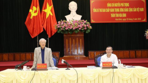 Tổng Bí thư phát biểu tại buổi làm việc với tỉnh Hòa Bình